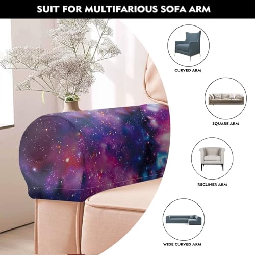 Galaxy Space Print Armrest Covers for Chairs, 2 PCS Stretch Furniture Protector for Recliner, Curved, Square, Stain Resistant Couch Armrest Covers - color: Galaxy Space