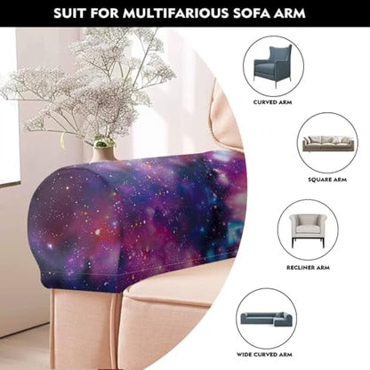 Galaxy Space Print Armrest Covers for Chairs, 2 PCS Stretch Furniture Protector for Recliner, Curved, Square, Stain Resistant Couch Armrest Covers - color: Galaxy Space