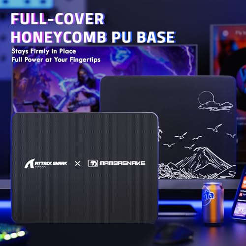 ATTACK SHARK CM05SE Glass Gaming Mouse Pad for FPS & Esports, Nano-Etched Tempered Glass Surface,Ultra-Smooth Low Friction Hard Mousepad,Waterproof Large Desk Mouse Mat for PC Setup,Black Wave - color: Black Wave