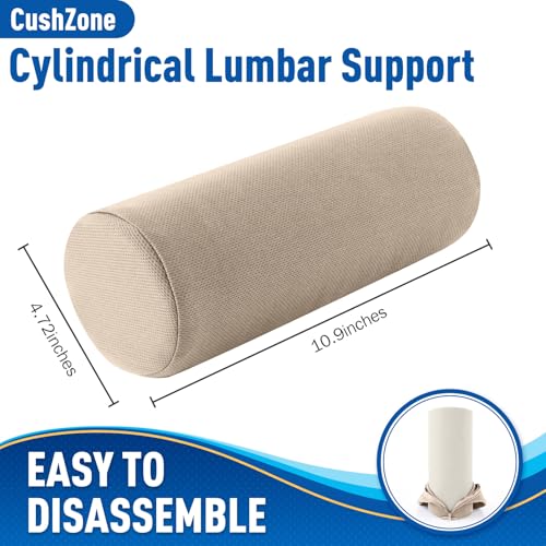 Lumbar Roll Support Pillow for Office Chair, Car, Gaming Chair, Memory Foam Back Cushion with Washable Cover for Relieving Back Pain & Improving Posture,Khaki - color: Khaki, size: Standard