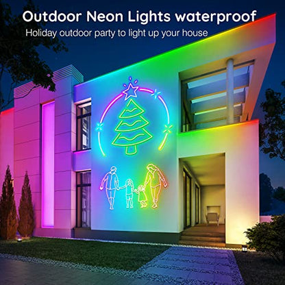 AILBTON 100Ft Neon Rope Lights,Flexible Led Rope Lights Control with App/Remote,Multiple Modes Music Sync Gaming RGB Led Neon Lights for Bedroom Outdoor - size: 100FT