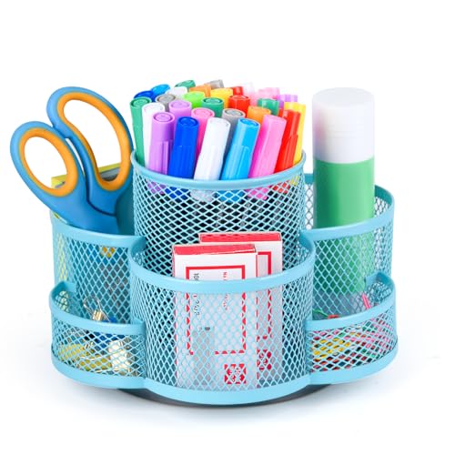 Topwey Pen Holder for Desk, Rotating Pencil Holder, Cup Holder for Desk Office, Pen Organizer (Sky Blue) - color: Sky Blue