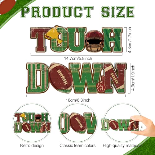 Bucherry Football Table Decoration 2026 Touch Down Wooden Centerpieces Happy Football Sign for Table, Touch Down Game Time Toppers Decor Sports Themed Tailgate Party Decorations for Home Office Shelf
