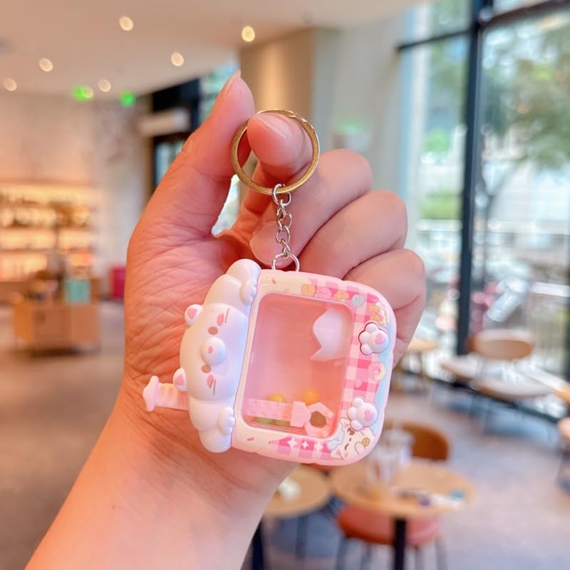 Aoekaff Mini Claw Machine Keychain Funny Tiny Arcade Games finger Toys Gifts for Bag Backpack Charm - color: Pink Cat
