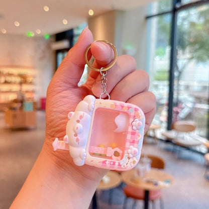 Aoekaff Mini Claw Machine Keychain Funny Tiny Arcade Games finger Toys Gifts for Bag Backpack Charm - color: Pink Cat