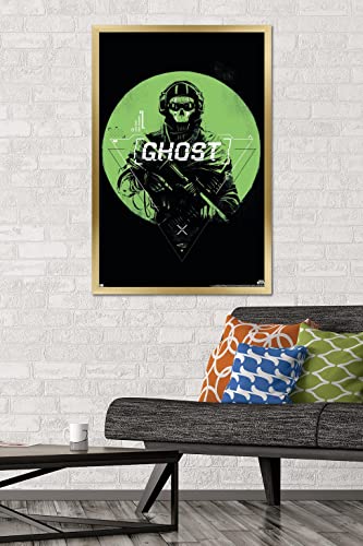 Trends International Call of Duty: Modern Warfare 2 - Ghost Emblem Wall Poster, 22.375" x 34", Gold Framed Version - color: Gold Framed Version, size: 34"L x 22.4"W
