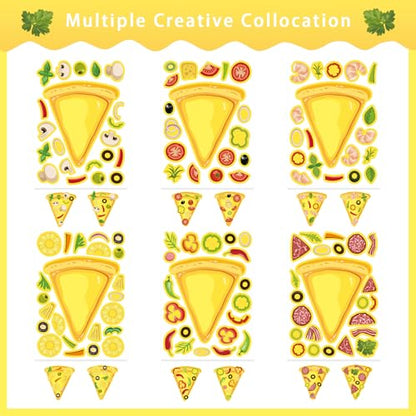24 Sheets Make Your Own Pizza Stickers for Kids, Pizza Party & Family Night, Food Stickers, Motivational Reward Stickers for Teachers and Students - style: Pizza Stickers