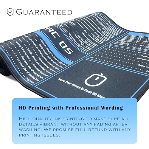 ProbTis Keyboard Shortcut Mouse Pad Compatible with MacOS, Computer Shortcut Cheat Sheet Mousepad, Stitched Edges, Non-Slip Base Keyboard Mats, XXL Large Desk Mat, 35.4”x15.7”, Office Gifts - color: Macos Shortcuts