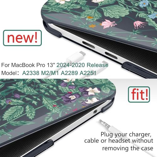 DONGKE Compatible with MacBook Pro 13 inch Case 2024 2023-2020 Release A2338 M2/M1 A2251 A2289 with Retina Display & Touch ID, Plastic Hard Shell & Keyboard Cover & Screen Film - Beautiful Wildflowers - color: Beautiful Wildflowers