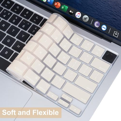 MOSISO Keyboard Cover Skin Compatible with MacBook Air 13.6 inch 2025 M4 A3240/Air 15 inch 2025 M4 A3241/Pro 14 inch 2025 M5 A3434, Beige - color: Beige