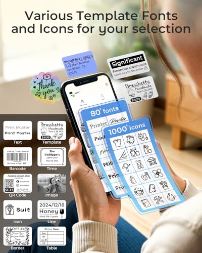 Phomemo Label Printer - M110 Address Label Maker Bluetooth Thermal Portable Label Maker Machine for Small Business, Barcode, Cable, Retail, Clothing, Barcode Printer Compatible with Phones & PC, White - color: White