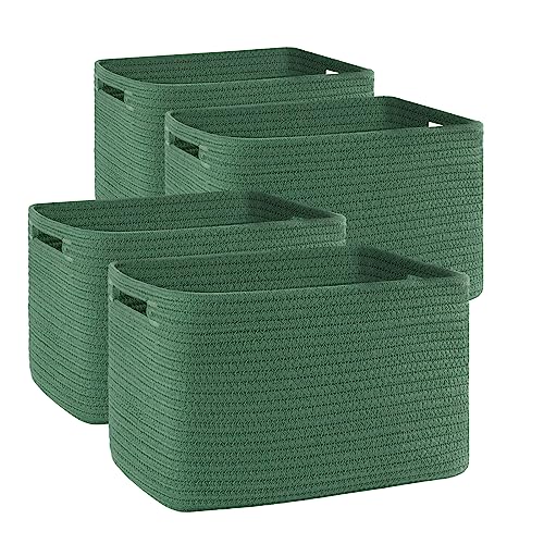4 Pack Storage Baskets for Organizing, Woven Baskets for Shelves - Perfect for Toys, Books, Towels, and Clothes, Durable Gift Basket Bins Toy Storage, 12.7''L x9''W x7.8''H, Green - color: Green, size: Small/12.7''Lx9''Wx7.8''H