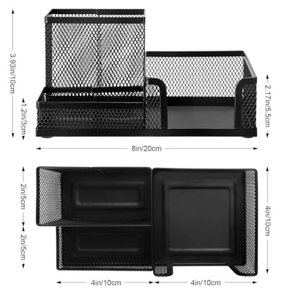 Comix Mesh Pen Pencil Holder Desk Organizer, 3 Compartment Wire Desktop Pen Pencil Cup Caddy Office Supplies Desk Accessories for Home Office School, Black - color: 3 Compartments