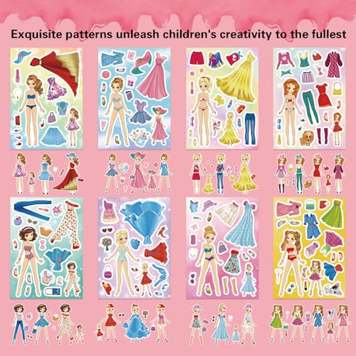 Stickers for Kids, 24 Sheets Dress Up Stickers for Girls, Make Your Own Fairy Princess Sticker, Birthday Party Favor, Classroom Rewards, Art Craft - style: Dress Up