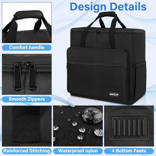 AKOZLIN PC Travel Case Desktop Carrying Case PC Bag Padded Nylon Carry Tote Bag for Transporting Computer Tower PC Chassis Keyboard Mouse Accessories Black - color: Black