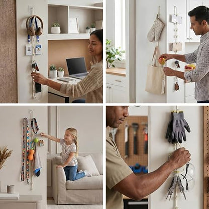 LOLA Clip Strip @ Home Metal Hanging Organizer with 12 Hooks for Pantry, Kitchen, Garage – Holds Snacks, Tools, Keys – Easy to Install, 1 Pack - color: Off-White