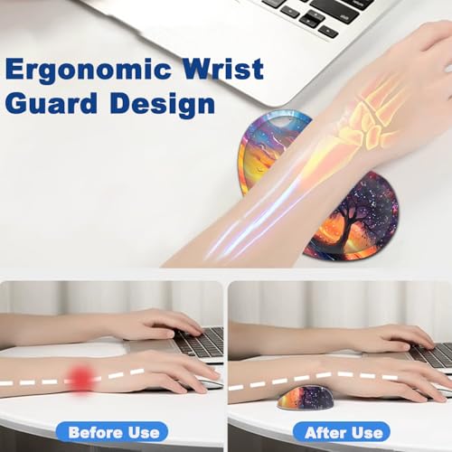 Large Mouse Pad + Keyboard Wrist Rest Set, Extended Gaming Mousepad (31.5X11.8 inch) with Non-Slip Rubber, Ergonomics Memory Foam Mouse Wrist Rest Support, Night View Pattern XXL Desk Pad - color: Yu-Mouse Pad-3-B35