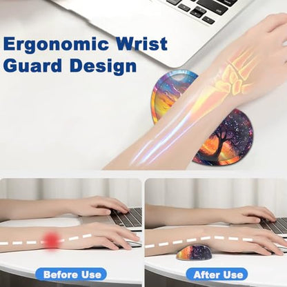 Large Mouse Pad + Keyboard Wrist Rest Set, Extended Gaming Mousepad (31.5X11.8 inch) with Non-Slip Rubber, Ergonomics Memory Foam Mouse Wrist Rest Support, Night View Pattern XXL Desk Pad - color: Yu-Mouse Pad-3-B35