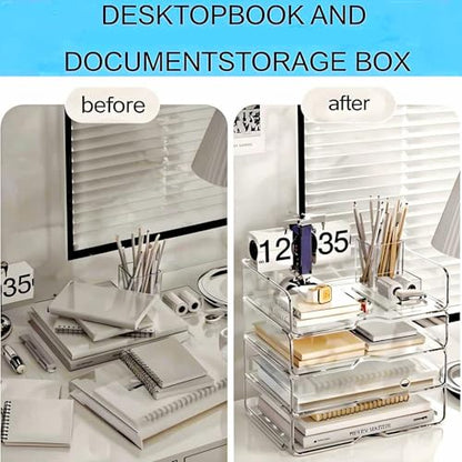 DCA Large Capacity Desk Organizer, 4 Tier Paper Organizer, File Organizer for Desk, Stackable Paper Tray for Office, Home and School - size: Wide 13in