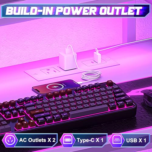 X-cosrack 33.5" Small Computer Desk with Monitor Stand & Outlets, Small Gaming Desk with LED Light & CPU Stand, Teen Study Writing Table with Storage Drawer, Side Hooks for Bedroom, Home Office White - size: 33.5" White with Normal Monitor Stand
