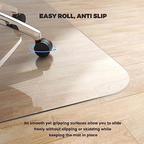 Yecaye Office Chair Mat for Hardwood Floor, Clear Computer Desk Chair Mat, PVC Heavy Duty Floor Protector for Rolling Chairs, 1.7mm Thick Chair Mat (Transparent, 46" x 60" x0.07'') - size: 46" x 60" x 0.07''