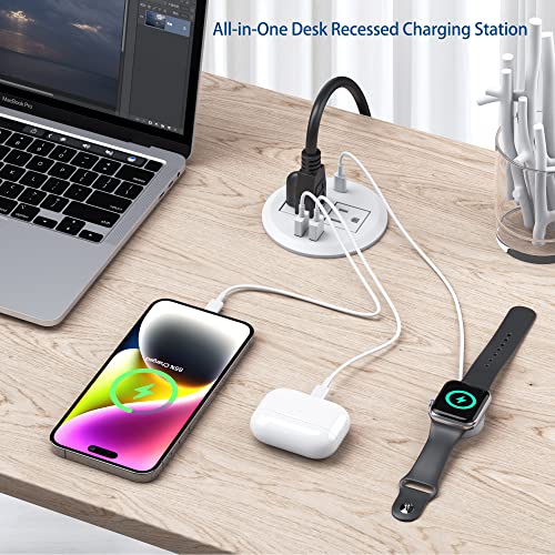 3 inch Desktop Power Grommet USB C,20W Fast Charging Station,Furniture Recessed Power Strip,2 Outlets,3 USB Ports,Flush-Mount for Desktop, Workspace Essential Desk Outlet,2 Pack (White) - color: White, size: 2 PCS-20W USB Port