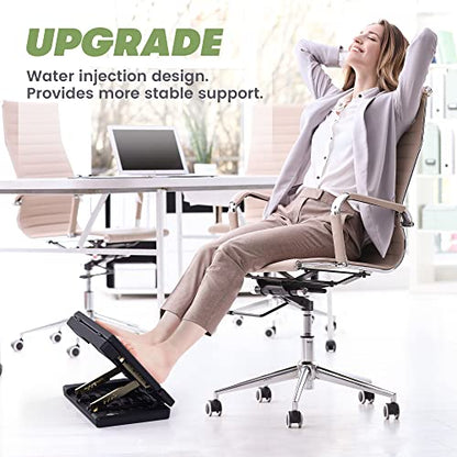 Foot Rest for Under Desk at Work, 4-Height Adjustable, Computer Foot Rest Under Desk, with Soft Pad, Adjustable Metal Frame, Ergonomic, for Office, Computer, Gaming, All-Season Use (Black) - color: Hard Padded- Black