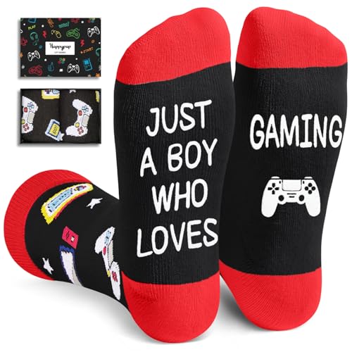 HAPPYPOP Music Gifts for Music Lovers - Guitar Saxophone Violin Socks for Musicians Players - color: Just Boy Gaming Black