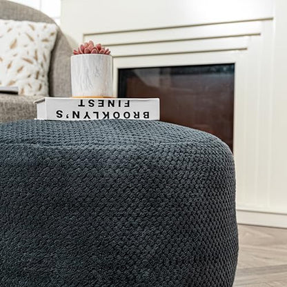 Asuprui Pouf Ottoman Unstuffed Ottoman Foot Rest No Filler Soft Foot Stool 20x20x12 Inches Fuzzy Chair Floor Pouf Chair with Storage for Living Room Bedroom Dark Gray - color: Dark Gray