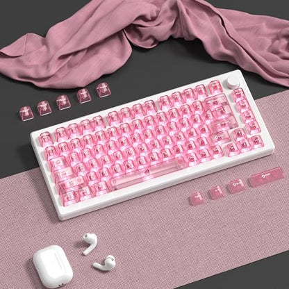 dagaladoo Clear keycaps,Transparent Keyboard keycaps,Jelly Key caps Set,Shine Through keycap，MDA Profile Keyboard caps for Mx Switches Mechanical Keyboard(Pink) - color: Pink