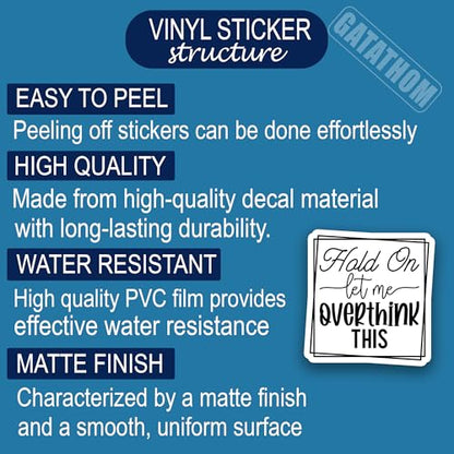 (3Pcs) Hold On Let Me Overthink This Sticker – Funny Sarcastic Overthinking Quote Stickers Waterproof Vinyl Decals for Office Desk, Work Humor, Laptop, Water Bottle, Scrapbook, 3" x 3" - color: Hold on Let Me Overthink This