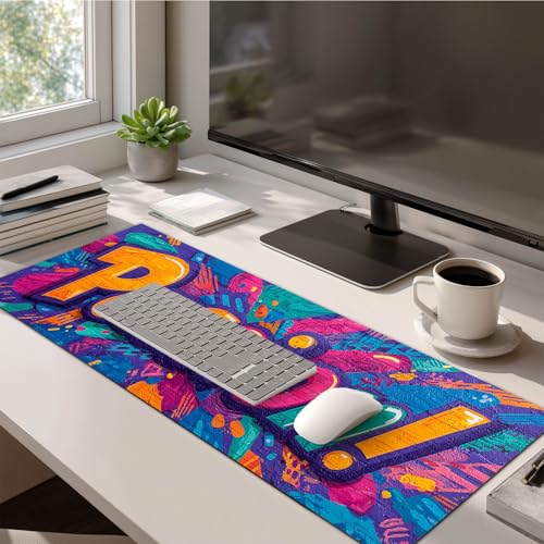 HOMETITUTE XL Mouse Pad Gaming Mousepad 31.5x11.8 Inch Vibrant Passion! Graffiti Art Non-Slip Keyboard Desktop Protector Mat Diatomite Large Mouse Pad for Home and Office Desk Accessories - color: Vibrant "Passion!" Graffiti Art