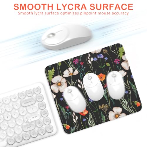 eulps Mouse Pad with Stitched Edge, Multiple Patterns Computer Mouse Pads with Non-Slip Rubber Base, Washable Cloth Mousepad, for Gaming, Laptop, PC (Wildflower Night) - color: 29Wildflower Night