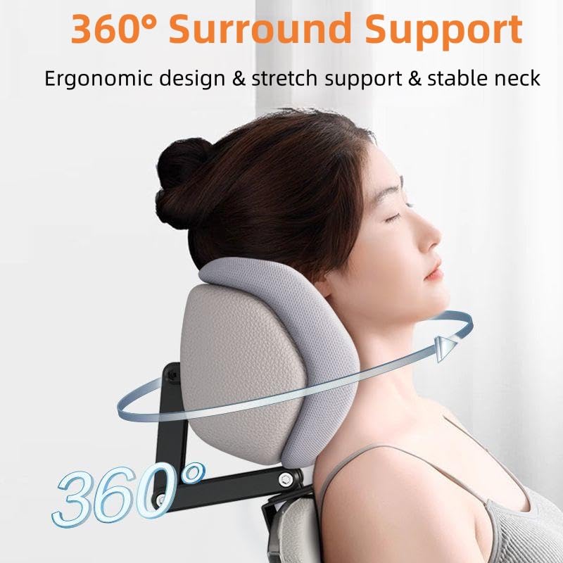 Upgraded Version Memory Foam Headrest Attachment for Office Chair, Attachable Chair Head Rest, Desk Chair Neck Support, Elastic Sponge Head Pillow Adjustable Height and Angle (Upgraded Version(Gray)) - color: Gray