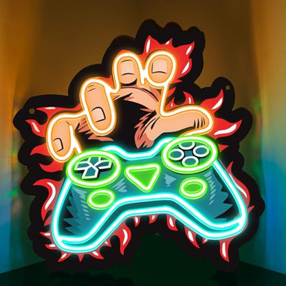 Gamer Neon Sign, Gaming Led Neon Light Signs for Gamer Boy Room Wall Decor Game LED Light up Sign for Bedroom Party Decorations Birthday Gift for Teen Boys Christmas Dimmable USB Powered(13.8"*12.6") - style: GAME