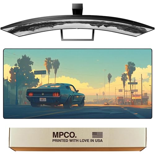 MPCO. Original Large Gaming Desk Mat – 36" x 17" Duraglyde Manga Motors Mitsukis-Mustang Full Desk Mouse Pad for Smooth Precision – Non-Slip, Washable Extra-Large PC Mouse Pad for Gaming Sessions - color: DuraGlyde Mitsukis-mustang