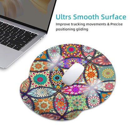 Ergonomic Mouse Pad with Wrist Support,Boho Modern Art Mouse Pad with Wrist Rest,Relieve Wrist Pain Mousepad Non-Slip Rubber Base,Mouse Pads for Desk,Computers,Laptop,Office,Gaming,Accessories - color: Boho Modern Art