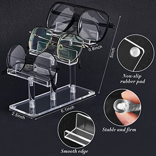 Sintuff 2 Pcs Eyeglasses Display Stand 3 Tiers Acrylic Sunglasses Holder Clear Sunglasses Organizer Frame Eyewear Glasses Stand for Glasses Shop Home Storage - color: Clear, style: 3 Tiers