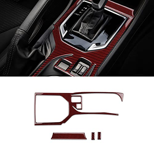 AIRSPEED Carbon Fiber Car Gear Shift Panel Cover Center Console External Frame Sticker Interior Trim for Subaru Impreza 2017-2019 Crosstrek 2018-2021 Accessories (Black with Red) - color: External Frame Cover-Black with Red