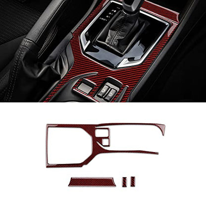 AIRSPEED Carbon Fiber Car Gear Shift Panel Cover Center Console External Frame Sticker Interior Trim for Subaru Impreza 2017-2019 Crosstrek 2018-2021 Accessories (Black with Red) - color: External Frame Cover-Black with Red