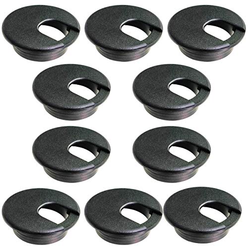TTSAM Desk Grommet Desk Hole Covers 2 Inch Black Plastic Grommets Table Grommet Cap，Used for Wire and Cable Finishing on Office Computer Desk (Pack of 10) - color: Black, size: 50 mm/ 2 Inch Mounting Hole Diameter