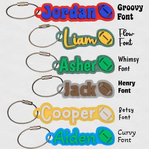 SuperFineDeesigns Bag and Water Bottle Name Tag with Cable – Custom Durable 3D Printed Name Tag Backpack & Sports Bottles - style: Football
