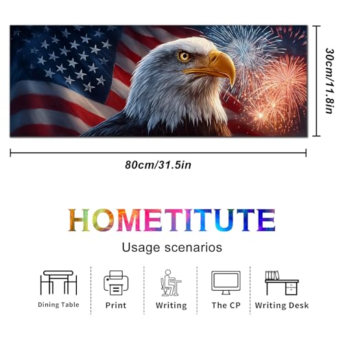 HOMETITUTE XL Mouse Pad Gaming Mousepad Eagle Art 31.5x11.8 Inch Non-Slip Keyboard Desktop Protector Mat Diatomite Large Mouse Pad for Home and Office Desk Accessories - color: Eagle Art