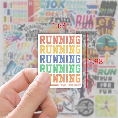 DETICKERS Running Stickers for Runners Athletes Water Bottles 50 PCS Waterproof Vinyl Sports Stickers Gifts - style: Running