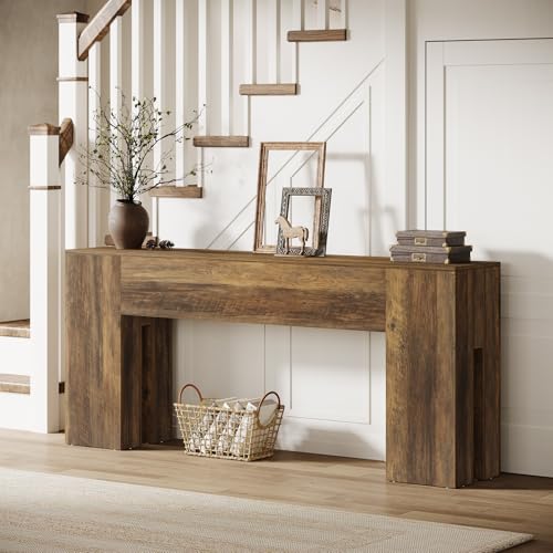 Tribesigns 71-Inch Long Console Table for Entryway, Farmhouse Sofa Console Behind Couch, Entry Table for Hallway, Foyer, Living Room, Brown - color: Brown
