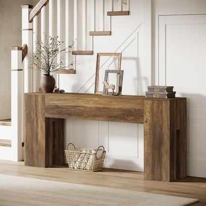 Tribesigns 71-Inch Long Console Table for Entryway, Farmhouse Sofa Console Behind Couch, Entry Table for Hallway, Foyer, Living Room, Brown - color: Brown