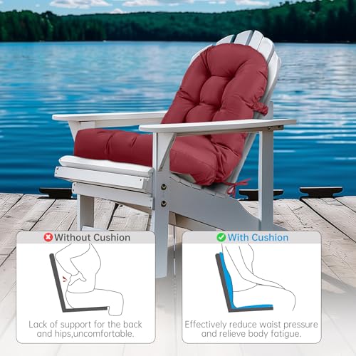Adirondack Chair Cushion Waterproof Rocking Chair Cushion, Tufted High Back Patio Chair Cushions with Anti-Slip Ties for Rocking Chairs,Adirondack Chair,Patio Furniture (Burgundy) - color: Burgundy