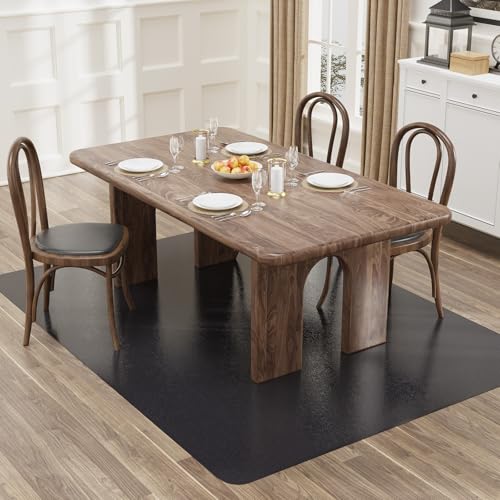 8'×12' Black Floor Mat for Under Kitchen Table, Waterpoof Easy Cleaning Plastic Area Rug Protector Cover, No Spill Easy Flat Floor Protector for Living Room, Art Studio - color: Black, size: 8' x 12' (Rectangular)