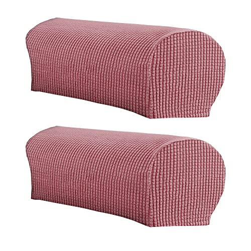 LINGXIYA Set of 2 Sofa Armrest Cover, Soft Stretch Arm Cover for Recliners Sofas Chairs,Couch Furniture Armrest Protector Covers - color: Pink