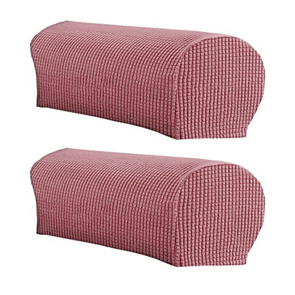 LINGXIYA Set of 2 Sofa Armrest Cover, Soft Stretch Arm Cover for Recliners Sofas Chairs,Couch Furniture Armrest Protector Covers - color: Pink